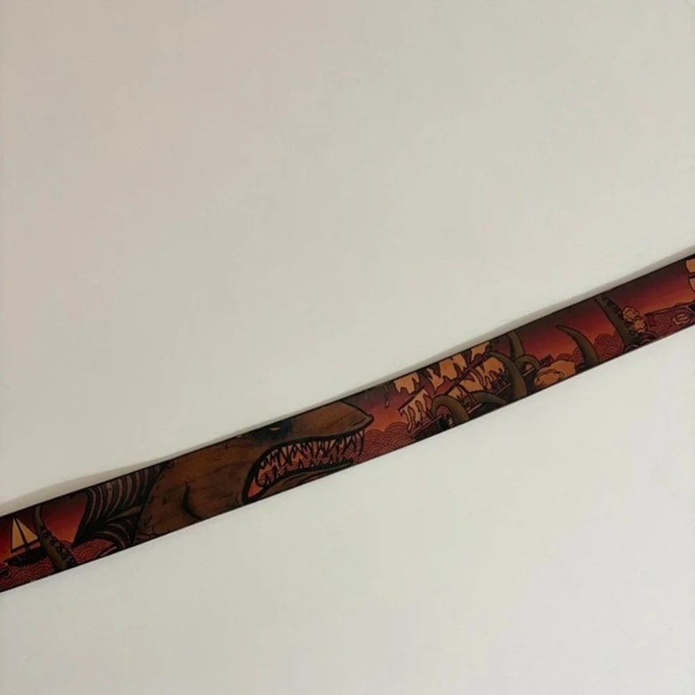 Unisex JON WYE Leather Paisley Belt Western‎ Retro Made in USA Men Women 46.5